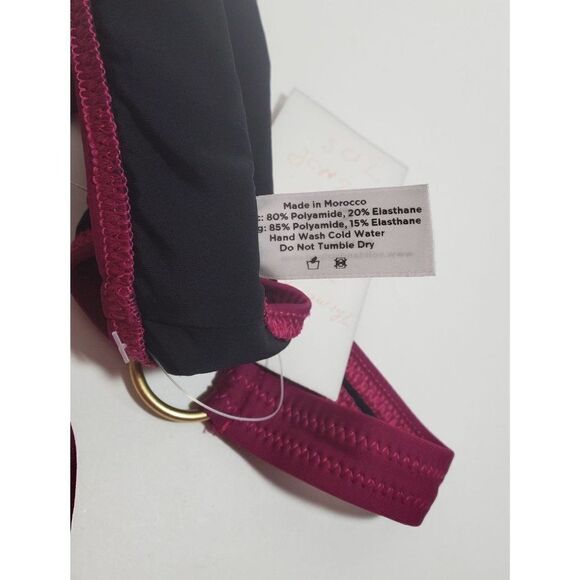 Solid & Striped Minimalist O Ring Bikini Top Maroon Eggplant Jewel Tone - Picture 5 of 6